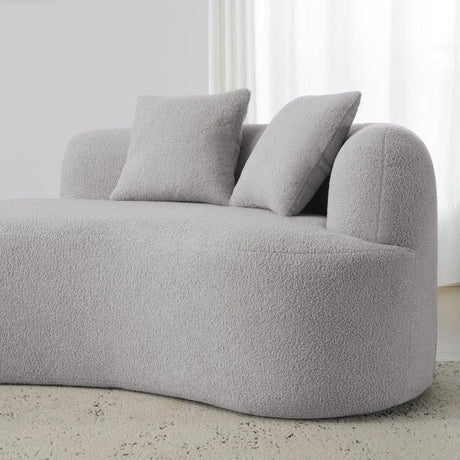 Curved Four-Seater Grey Teddy Velvet Foam Sofa - Omega Lifestyles
