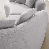 Curved Four-Seater Grey Teddy Velvet Foam Sofa - Omega Lifestyles