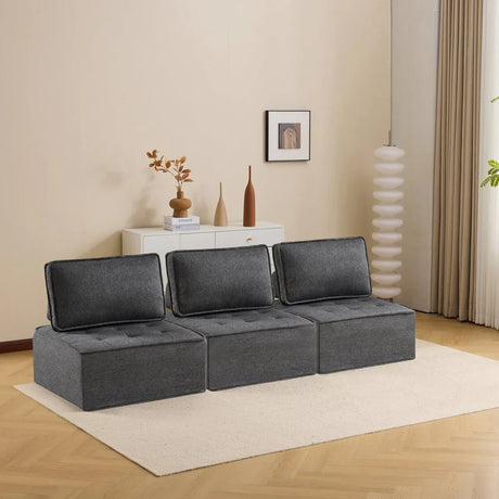 Dark Grey Linen Modular Spliceable Wooden Frame Sofa - Omega Lifestyles