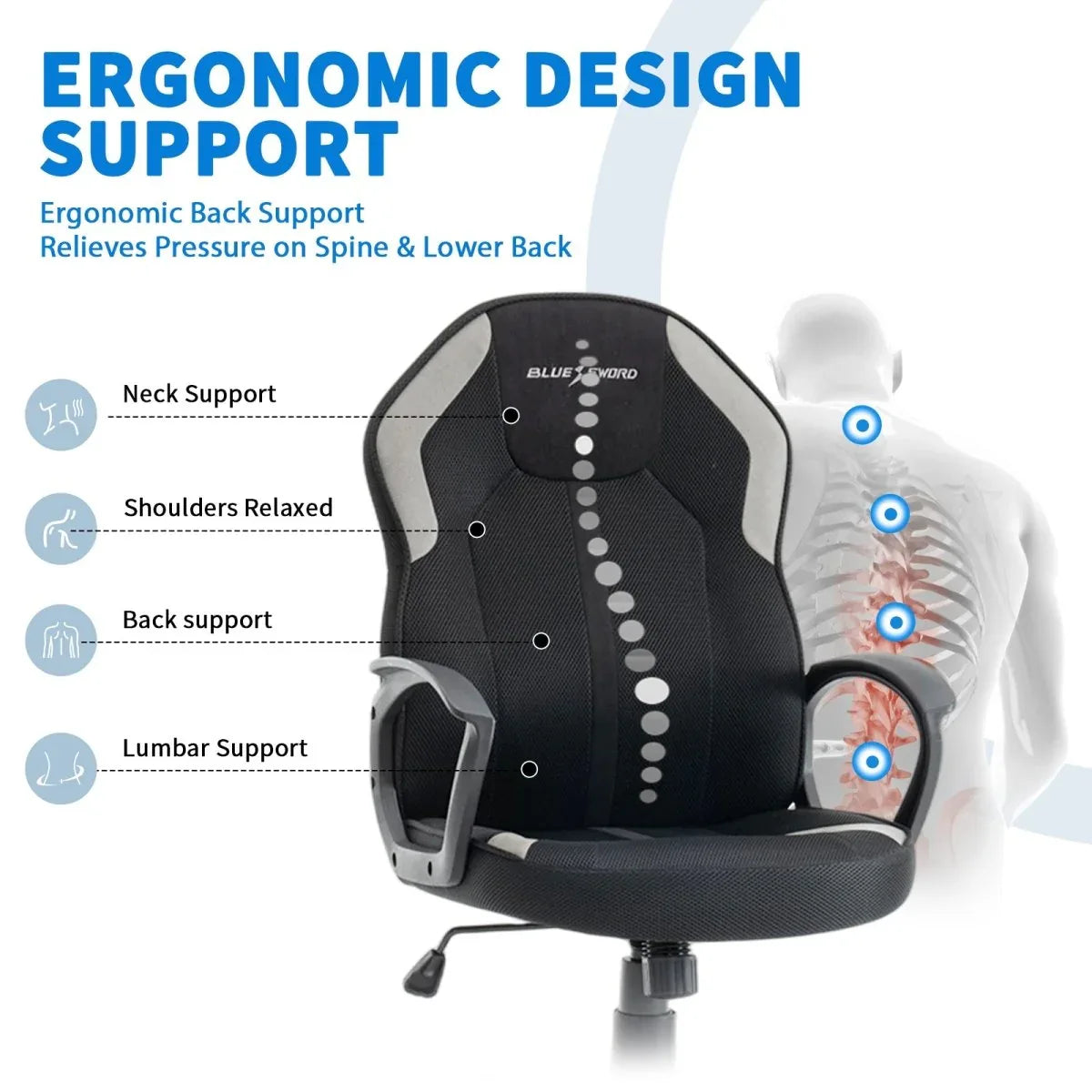 Ergonomic Mesh Tech Fabric Adjustable Office Chair - Omega Lifestyles