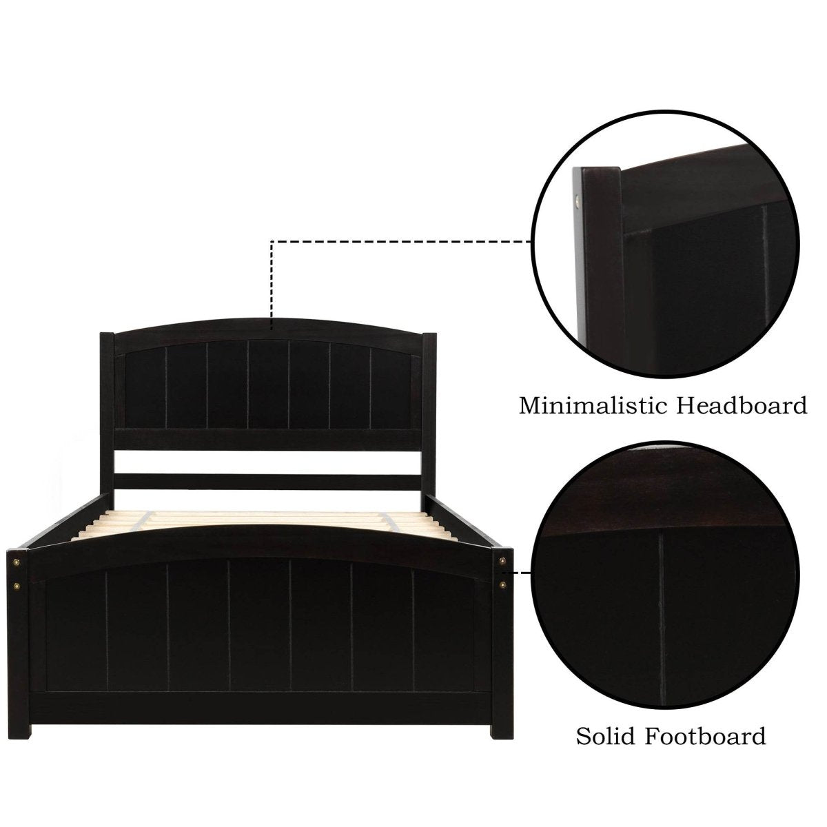 Espresso Solid Wood Platform Bed With Headboard And Footboard - Zenvia - Omega Lifestyles