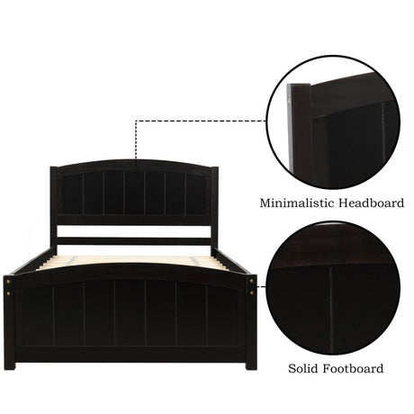 Espresso Solid Wood Platform Bed With Headboard And Footboard - Zenvia - Omega Lifestyles