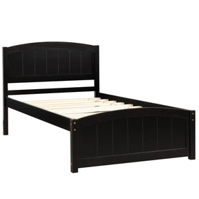 Espresso Solid Wood Platform Bed With Headboard And Footboard - Omega Lifestyles