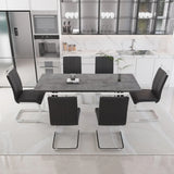 Expandable Grey MDF Dining Table Set With 6 Cushioned Chairs - Omega Lifestyles
