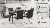 Expandable Grey MDF Dining Table Set With 6 Cushioned Chairs - Omega Lifestyles