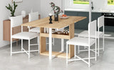 Extendable 5-Piece MDF Metal Dining Table Set With Chairs - Omega Lifestyles