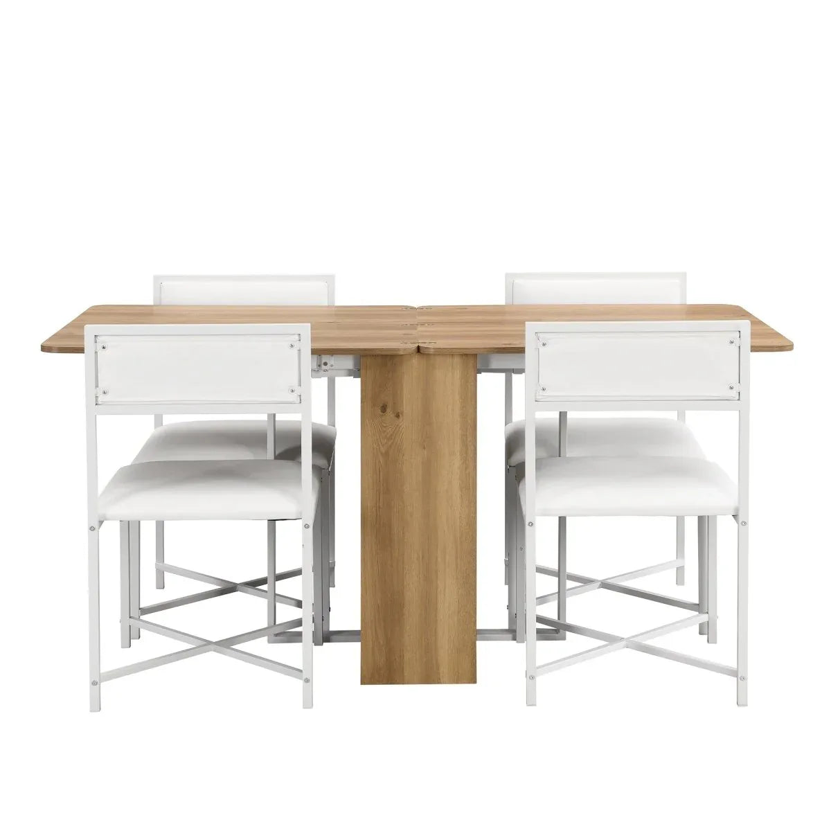 Extendable 5-Piece MDF Metal Dining Table Set With Chairs - Omega Lifestyles