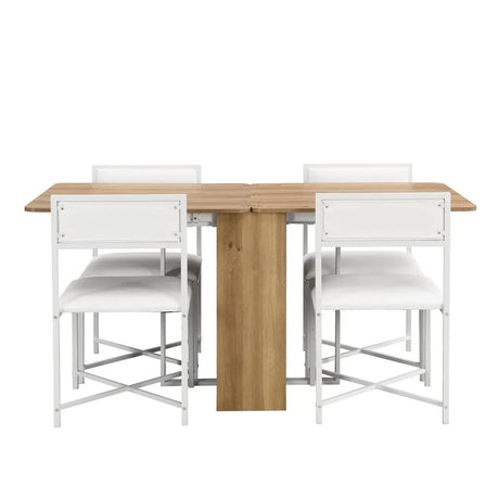 Extendable 5-Piece MDF Metal Dining Table Set With Chairs - Omega Lifestyles