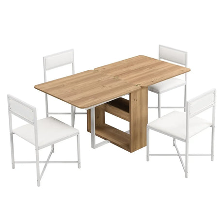 Extendable 5-Piece MDF Metal Dining Table Set With Chairs - Omega Lifestyles