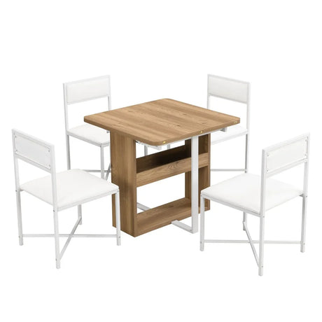 Extendable 5-Piece MDF Metal Dining Table Set With Chairs - Omega Lifestyles