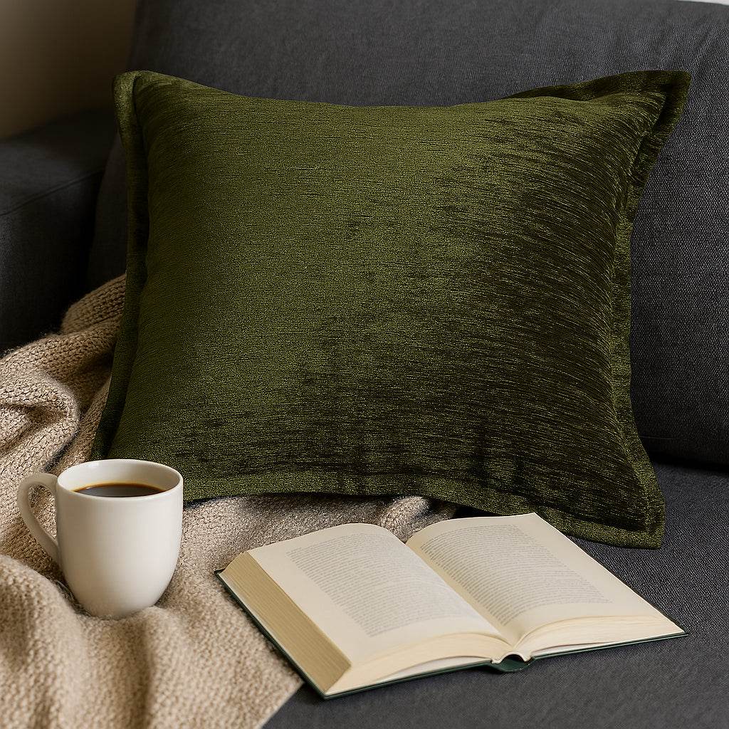 Forest Green Velvet Throw Pillow With Supportive Fill - Zenvia - Omega Lifestyles