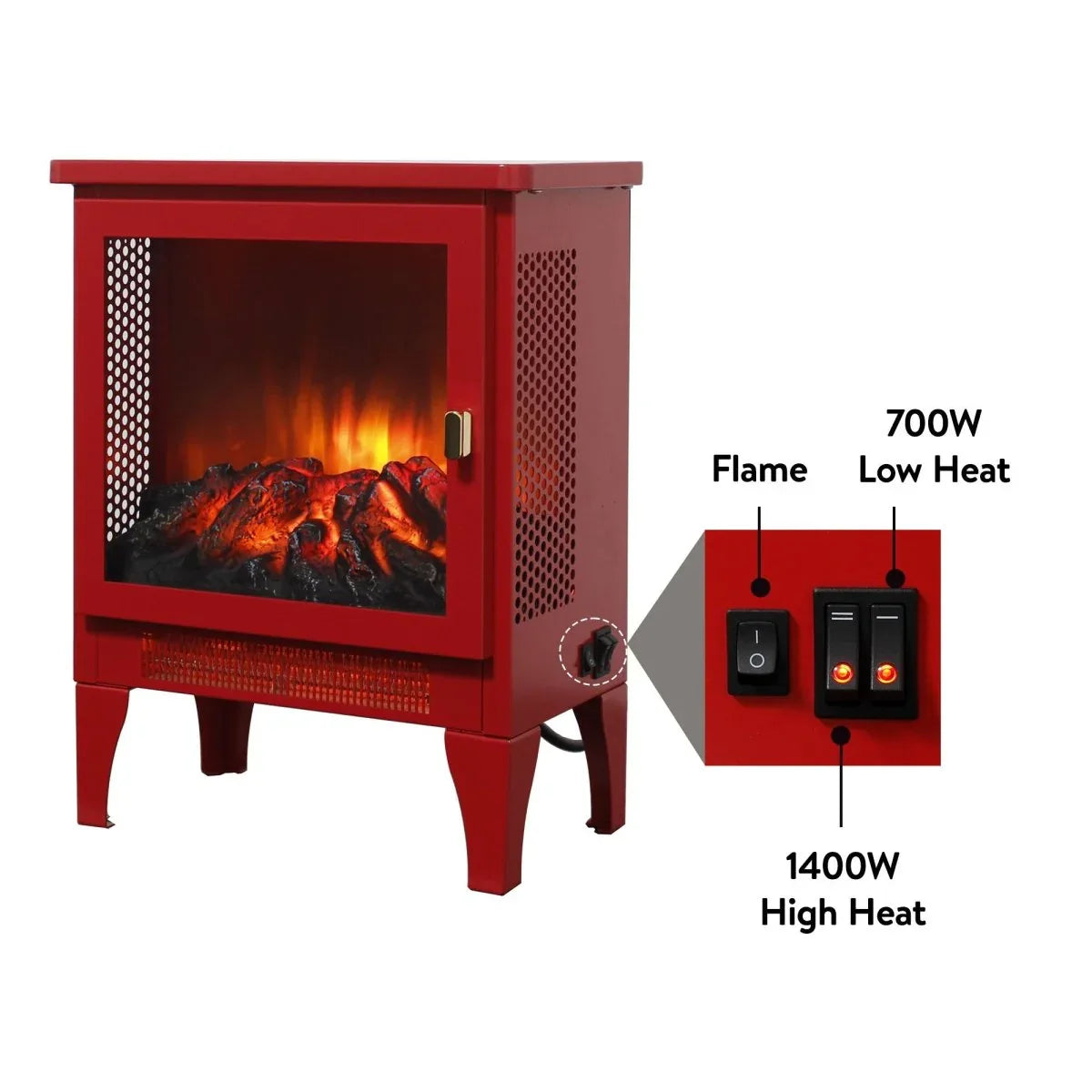 Freestanding Electric Fireplace Stove With 3D Flame - Omega Lifestyles