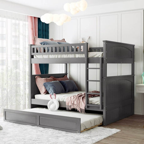 Full Over Full Bunk Bed With Twin Trundle Pinewood - Sleep Galleria