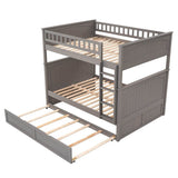 Full Over Full Bunk Bed With Twin Trundle Pinewood - Sleep Galleria
