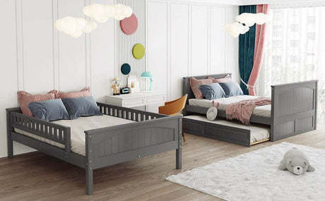 Full Over Full Bunk Bed With Twin Trundle Pinewood - Sleep Galleria