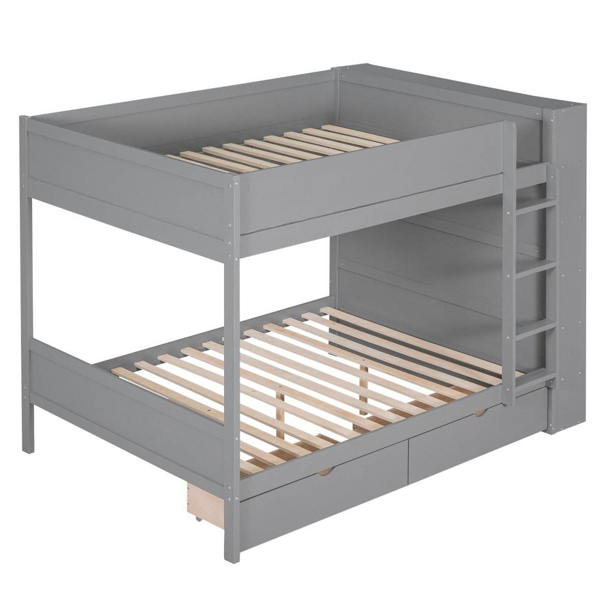 Full Over Full Solid Wood Bunk Bed With Storage Drawers - Sleep Galleria