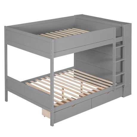 Full Over Full Solid Wood Bunk Bed With Storage Drawers - Sleep Galleria