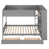 Full Over Full Solid Wood Bunk Bed With Storage Drawers - Sleep Galleria