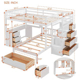 Full Over Twin Solid Wood Bunk Bed With Desk And Storage - Sleep Galleria
