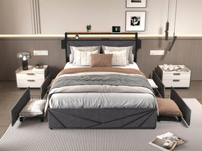 Full Storage Bed Frame With Charging Station Full - Omega Lifestyles