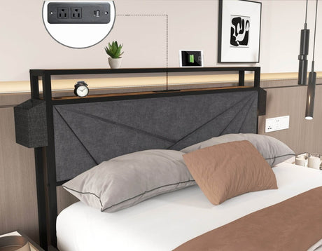 Full Storage Bed Frame With Charging Station Full - Zenvia - Omega Lifestyles
