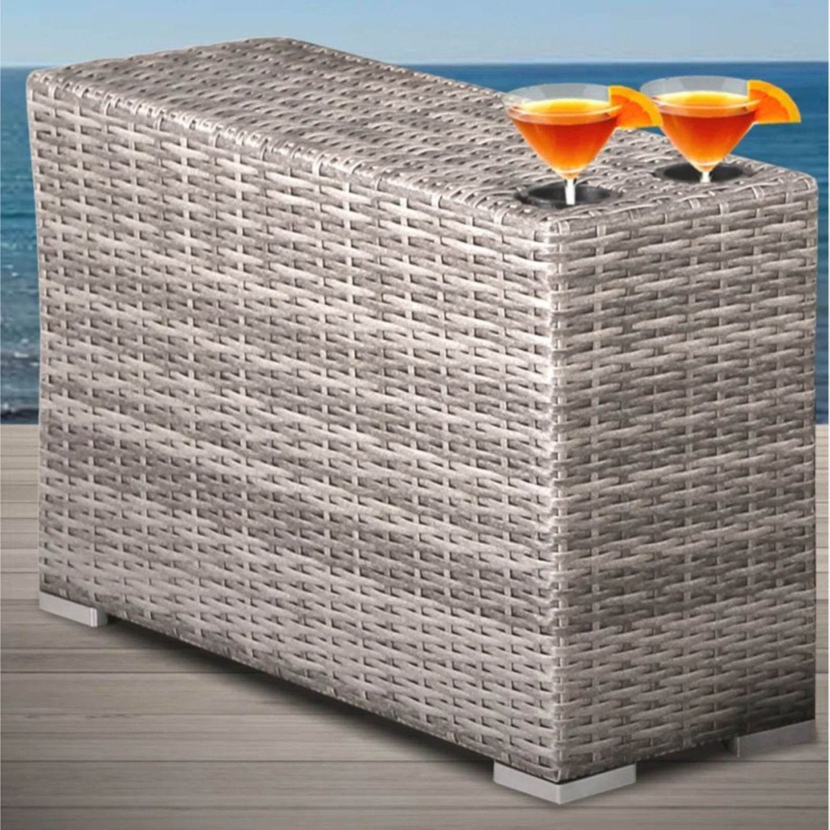 Fully Assembled Brown Wicker Outdoor Side Table - Zenvia - Omega Lifestyles