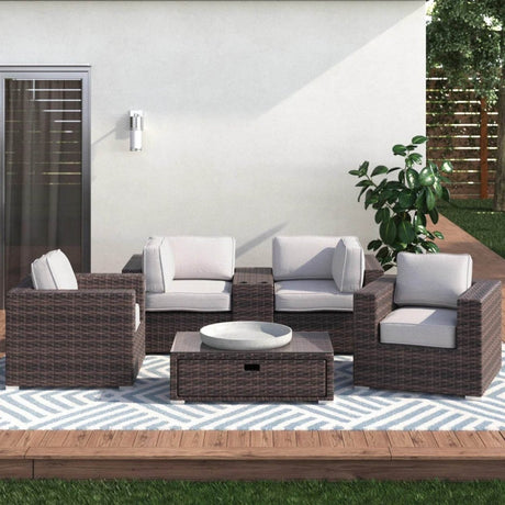 Fully Assembled Espresso Wicker Patio Conversation Set With Cushions - Zenvia - Omega Lifestyles
