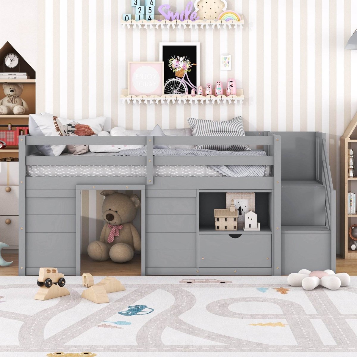 Gray Pine Low Loft Twin Bed - Sleep Galleria