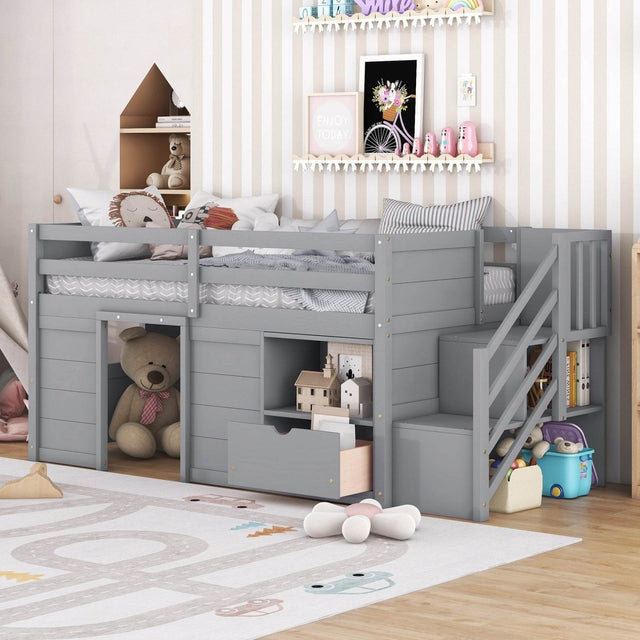Gray Pine Low Loft Twin Bed - Sleep Galleria