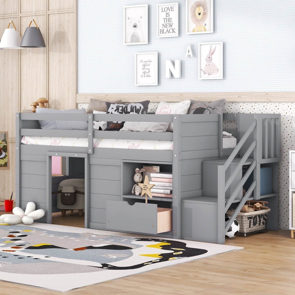 Gray Pine Low Loft Twin Bed - Sleep Galleria