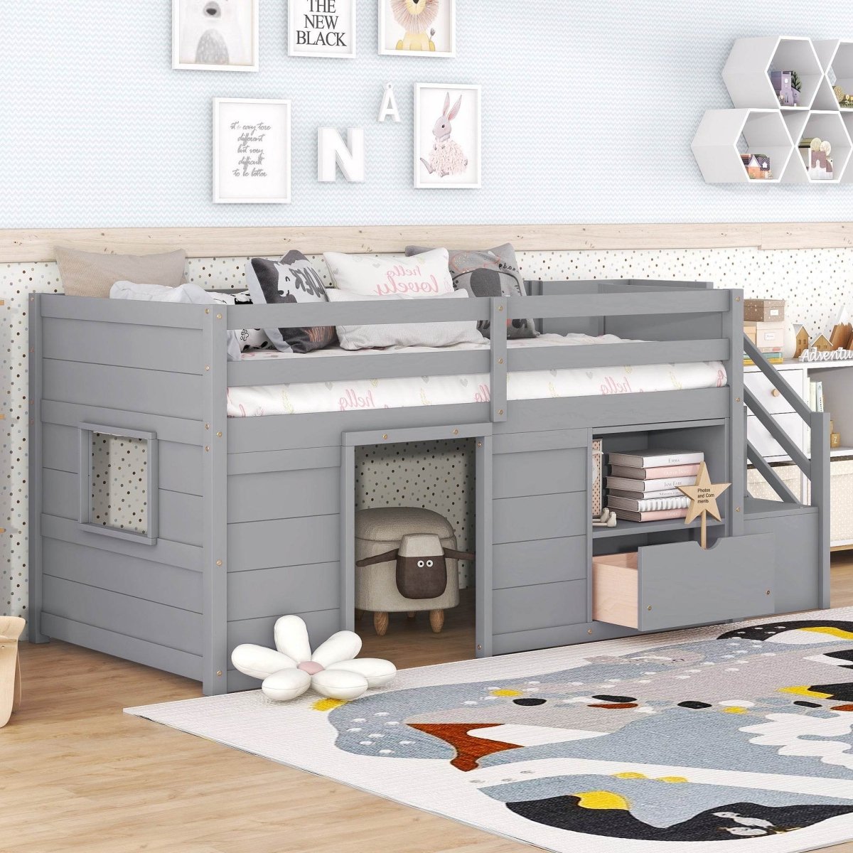 Gray Pine Low Loft Twin Bed - Sleep Galleria