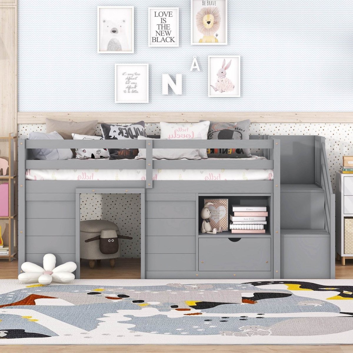 Gray Pine Low Loft Twin Bed - Sleep Galleria