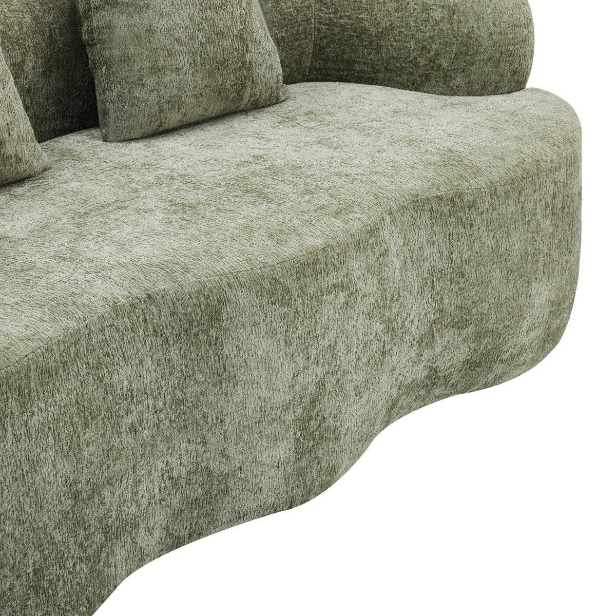 Green Curved Minimalist Foam Spring Loveseat With Pillows - Omega Lifestyles