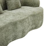 Green Curved Minimalist Foam Spring Loveseat With Pillows - Omega Lifestyles