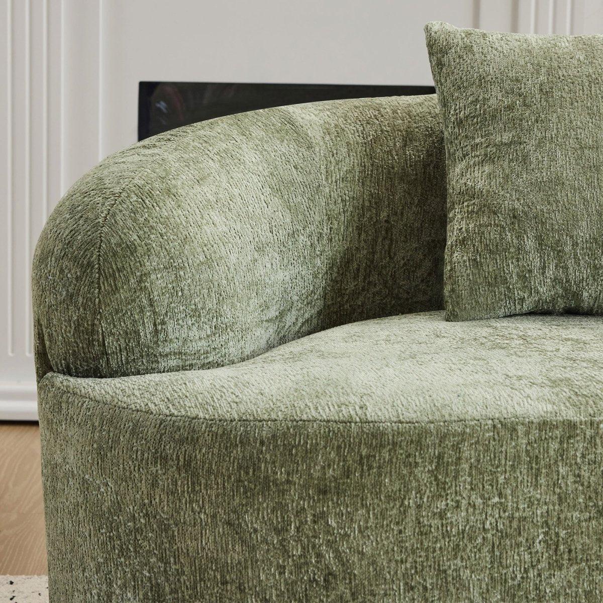 Green Curved Minimalist Foam Spring Loveseat With Pillows - Omega Lifestyles