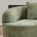 Green Curved Minimalist Foam Spring Loveseat With Pillows - Omega Lifestyles