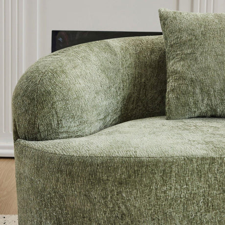 Green Curved Minimalist Foam Spring Loveseat With Pillows - Omega Lifestyles