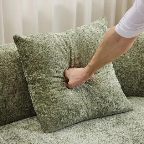 Green Curved Minimalist Foam Spring Loveseat With Pillows - Omega Lifestyles