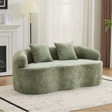 Green Curved Minimalist Foam Spring Loveseat With Pillows - Omega Lifestyles