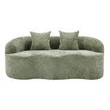 Green Curved Minimalist Foam Spring Loveseat With Pillows - Omega Lifestyles