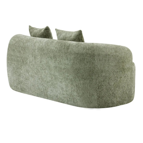 Green Curved Minimalist Foam Spring Loveseat With Pillows - Omega Lifestyles
