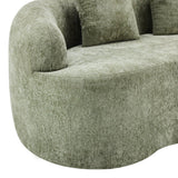 Green Curved Minimalist Foam Spring Loveseat With Pillows - Omega Lifestyles