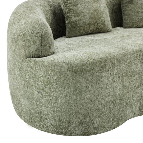 Green Curved Minimalist Foam Spring Loveseat With Pillows - Omega Lifestyles