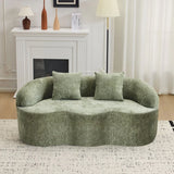 Green Curved Minimalist Foam Spring Loveseat With Pillows - Omega Lifestyles