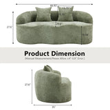 Green Curved Minimalist Foam Spring Loveseat With Pillows - Omega Lifestyles