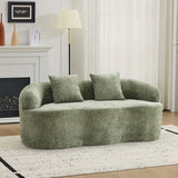 Green Curved Minimalist Foam Spring Loveseat With Pillows - Omega Lifestyles