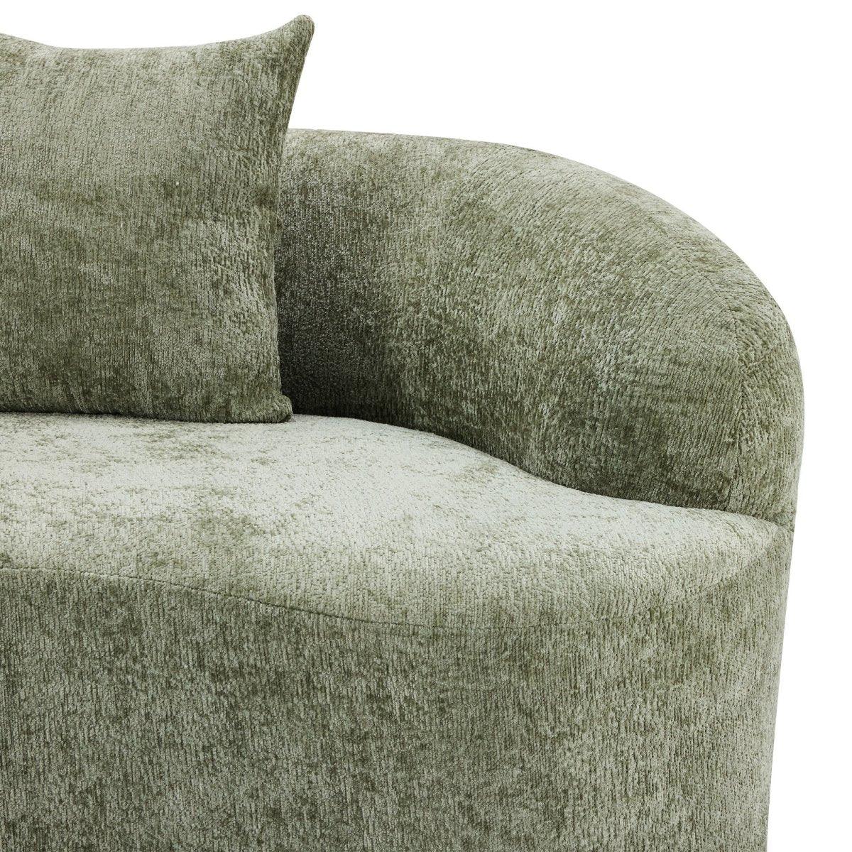 Green Curved Minimalist Foam Spring Loveseat With Pillows - Omega Lifestyles