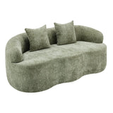 Green Curved Minimalist Foam Spring Loveseat With Pillows - Omega Lifestyles