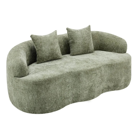 Green Curved Minimalist Foam Spring Loveseat With Pillows - Omega Lifestyles