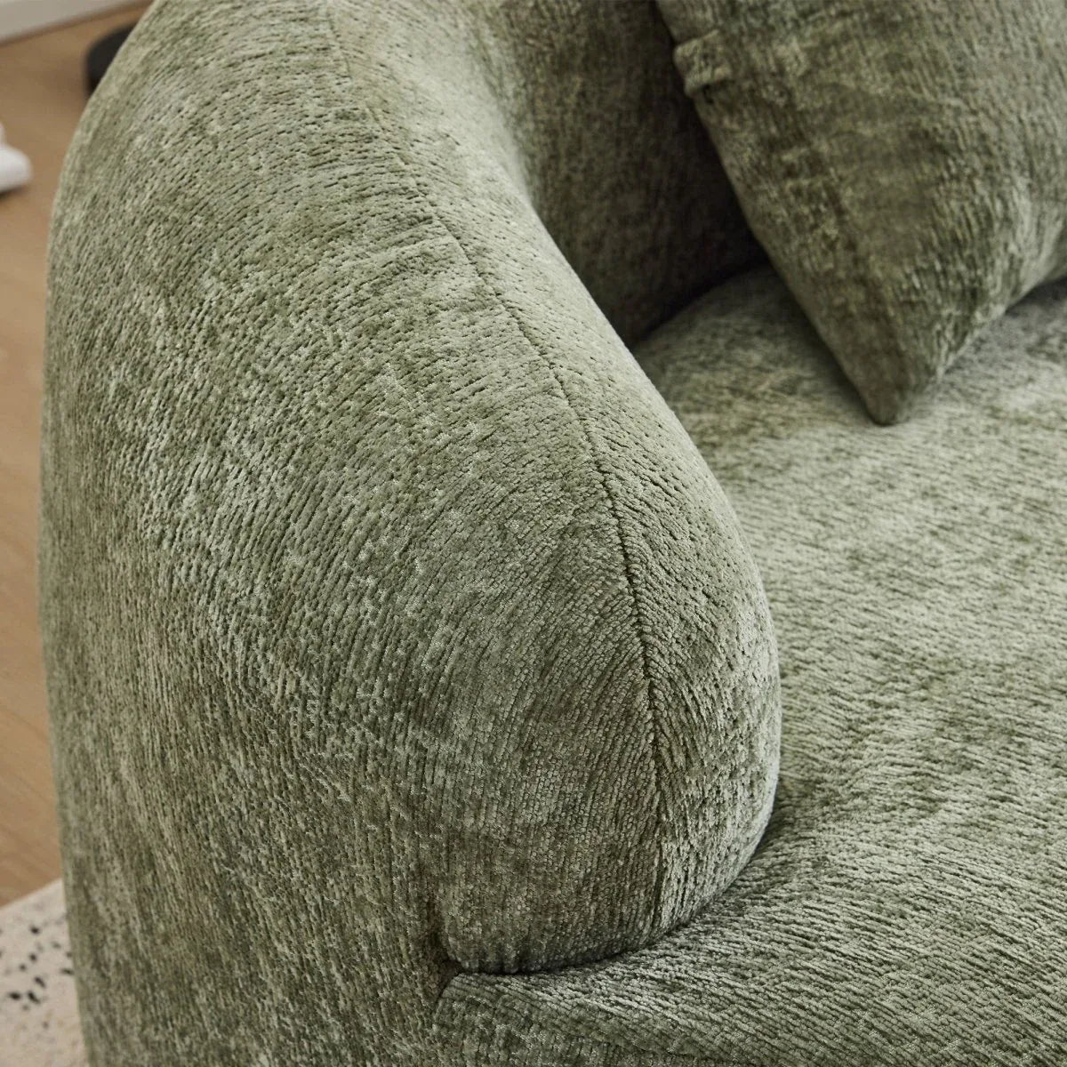 Green Curved Minimalist Foam Spring Loveseat With Pillows - Omega Lifestyles